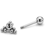 Triangular Cluster Ball Design 14G Barbell Piercing Helix Cartilage Earring with CZ Stone Crystals