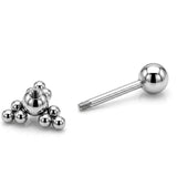 Triangular Cluster Ball Design 14G Barbell Piercing Helix Cartilage Earring with CZ Stone Crystals