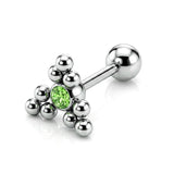 Triangular Cluster Ball Design 14G Barbell Piercing Helix Cartilage Earring with CZ Stone Crystals