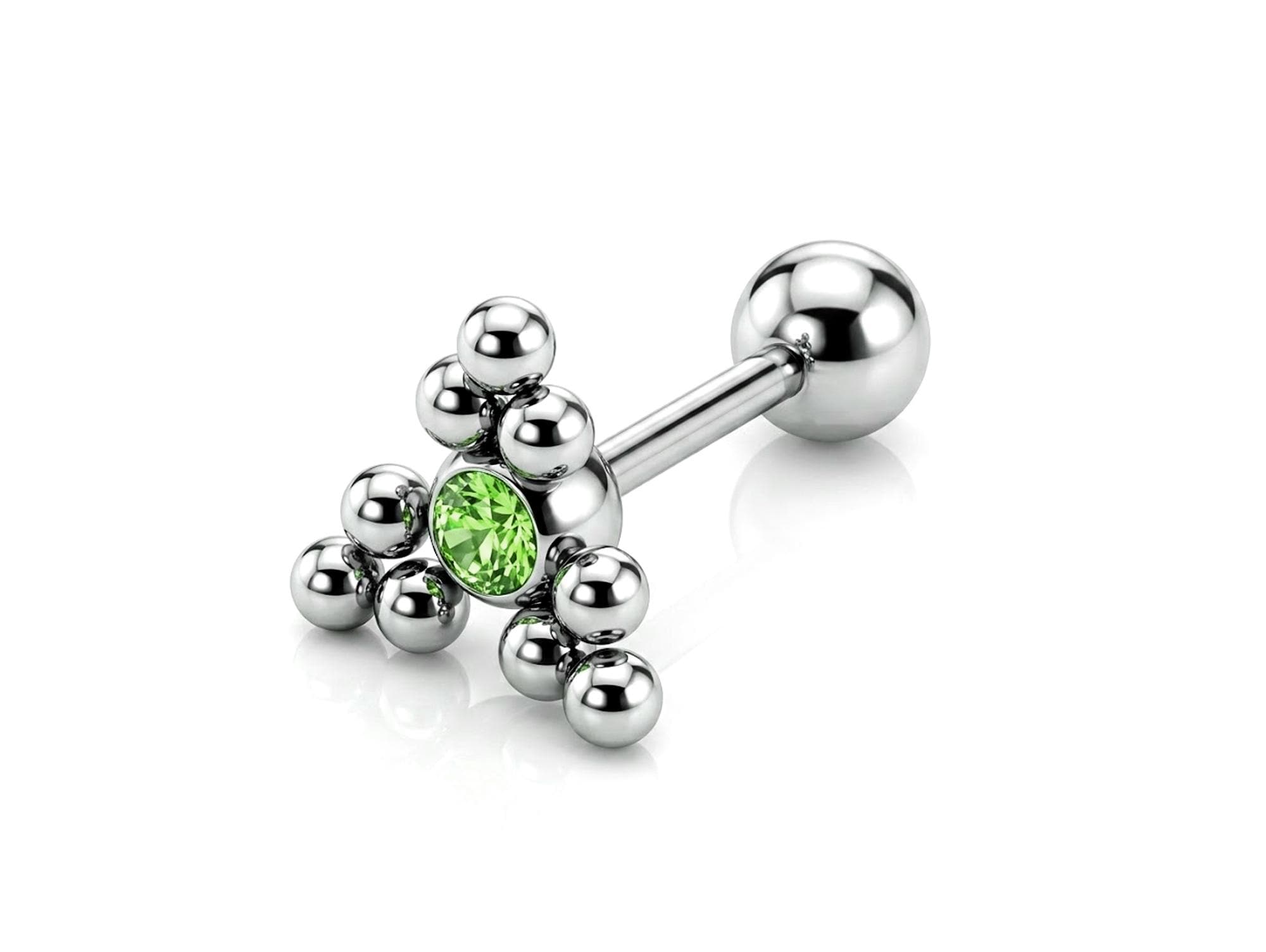 Triangular Cluster Ball Design 14G Barbell Piercing Helix Cartilage Earring with CZ Stone Crystals