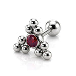 Triangular Cluster Ball Design 14G Barbell Piercing Helix Cartilage Earring with CZ Stone Crystals