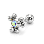 Helix Cartilage Earring Ball Design 14G Barbell Piercing with CZ Stone Crystals