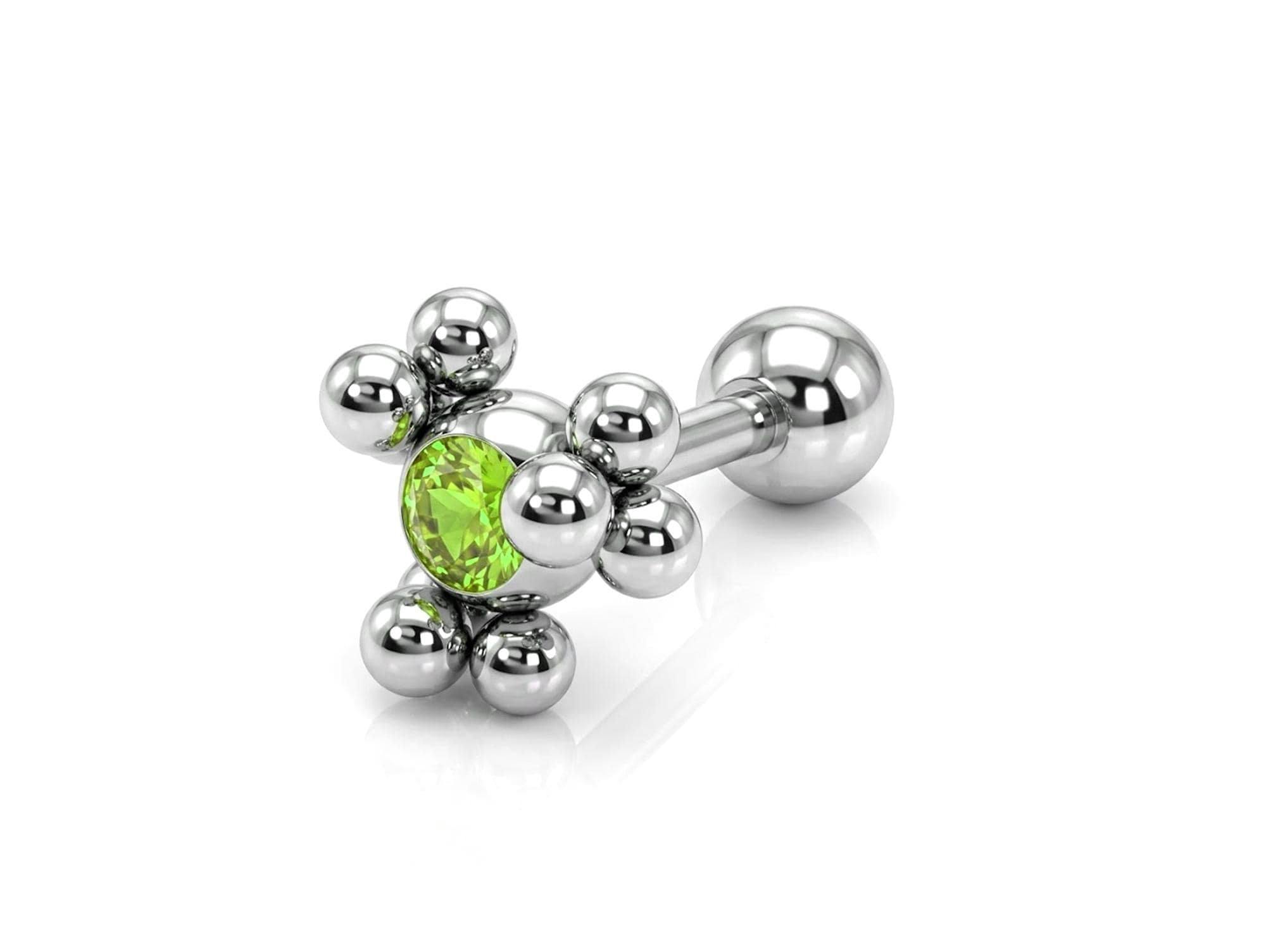 Helix Cartilage Earring Ball Design 14G Barbell Piercing with CZ Stone Crystals