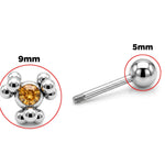 Helix Cartilage Earring Ball Design 14G Barbell Piercing with CZ Stone Crystals