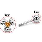 Helix Cartilage Earring Ball Design 14G Barbell Piercing with CZ Stone Crystals