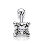 Flower Ball Design Helix Cartilage Earring 14G Barbell Piercing with CZ Stone Crystals