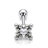 Flower Ball Design Helix Cartilage Earring 14G Barbell Piercing with CZ Stone Crystals