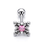 Flower Ball Design Helix Cartilage Earring 14G Barbell Piercing with CZ Stone Crystals