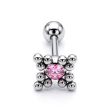 Flower Ball Design Helix Cartilage Earring 14G Barbell Piercing with CZ Stone Crystals