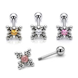 Flower Ball Design Helix Cartilage Earring 14G Barbell Piercing with CZ Stone Crystals