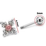 Flower Ball Design Helix Cartilage Earring 14G Barbell Piercing with CZ Stone Crystals