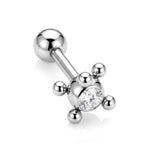 Unique Ball Design Helix Bar Cartilage Earring 14G Barbell Piercing with CZ Stone Crystals