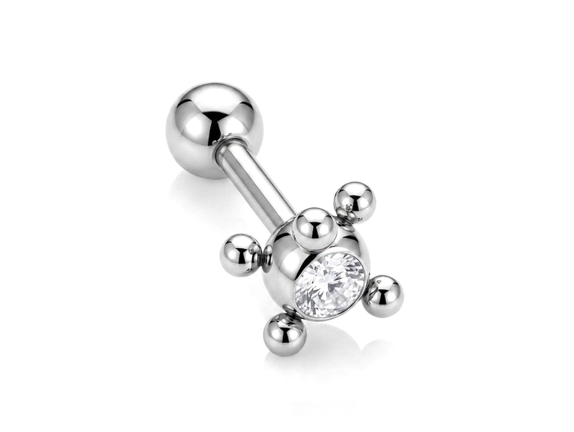Unique Ball Design Helix Bar Cartilage Earring 14G Barbell Piercing with CZ Stone Crystals