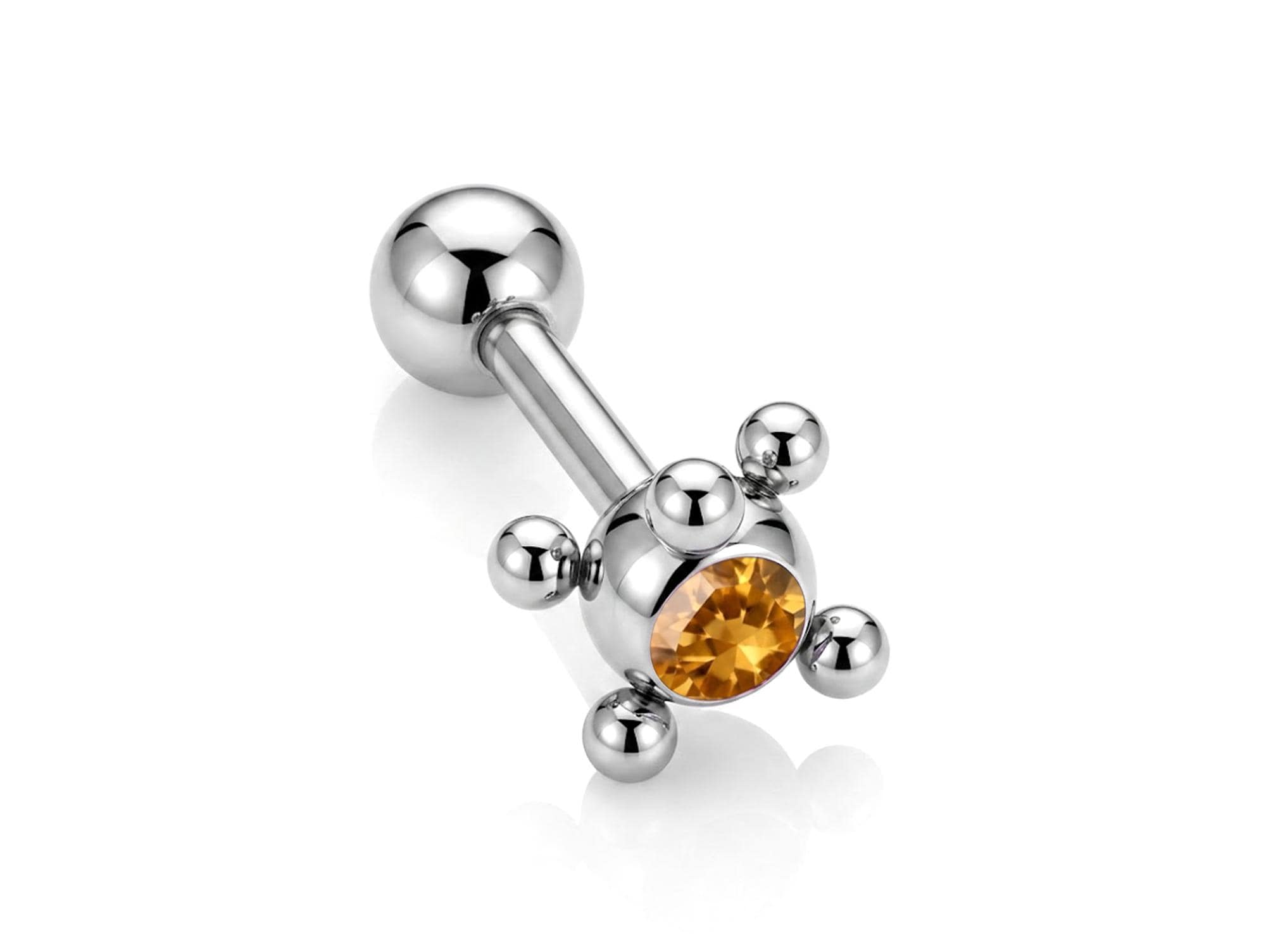 Unique Ball Design Helix Bar Cartilage Earring 14G Barbell Piercing with CZ Stone Crystals