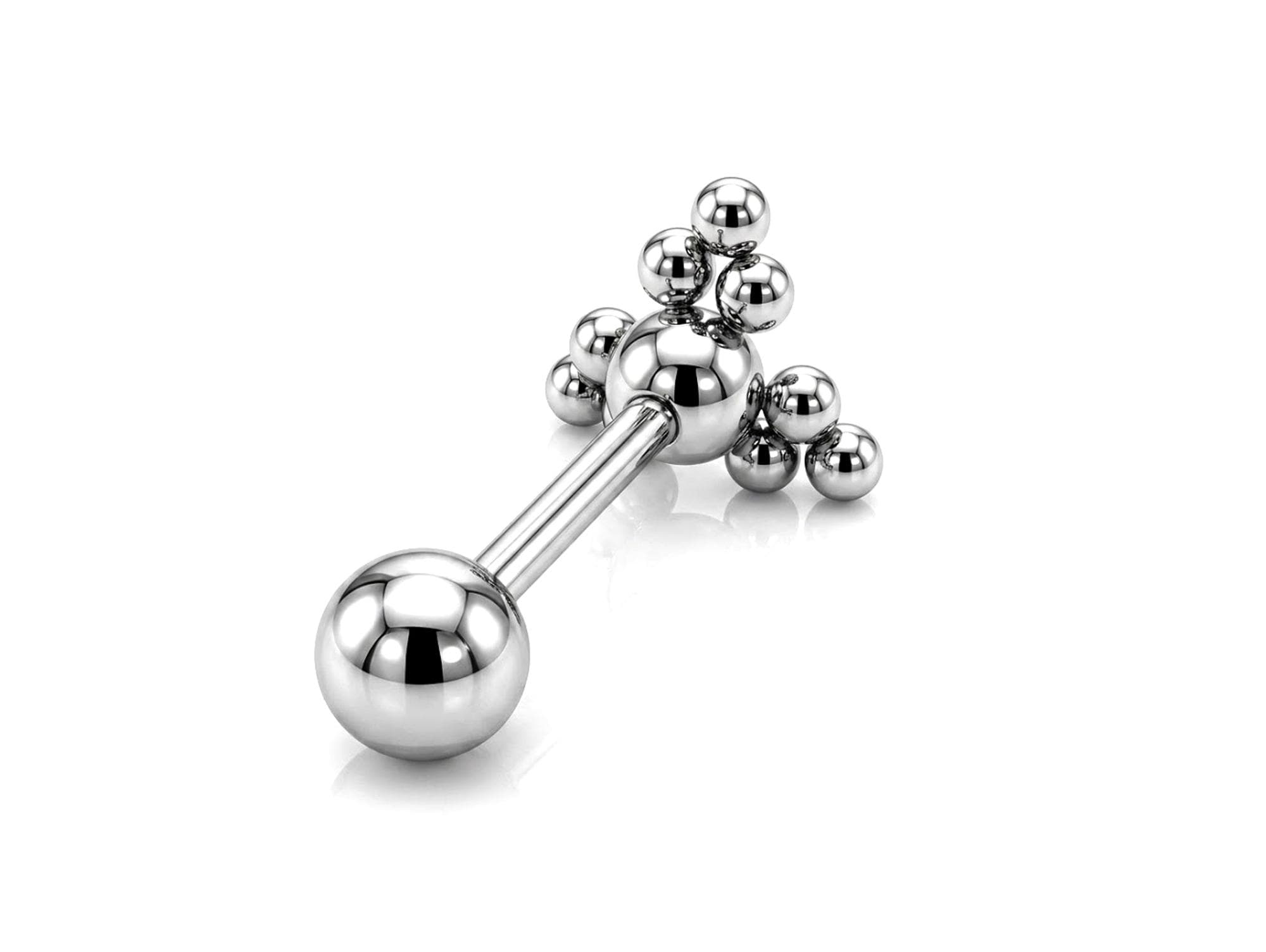 Triangular Cluster Ball Design 14G Barbell Piercing Helix Cartilage Earring with CZ Stone Crystals