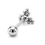 Triangular Cluster Ball Design 14G Barbell Piercing Helix Cartilage Earring with CZ Stone Crystals