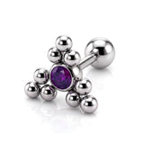 Triangular Cluster Ball Design 14G Barbell Piercing Helix Cartilage Earring with CZ Stone Crystals