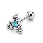 Triangular Cluster Ball Design 14G Barbell Piercing Helix Cartilage Earring with CZ Stone Crystals