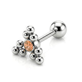 Triangular Cluster Ball Design 14G Barbell Piercing Helix Cartilage Earring with CZ Stone Crystals
