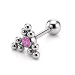 Triangular Cluster Ball Design 14G Barbell Piercing Helix Cartilage Earring with CZ Stone Crystals