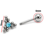 Triangular Cluster Ball Design 14G Barbell Piercing Helix Cartilage Earring with CZ Stone Crystals