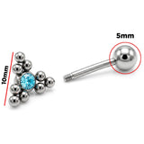 Triangular Cluster Ball Design 14G Barbell Piercing Helix Cartilage Earring with CZ Stone Crystals