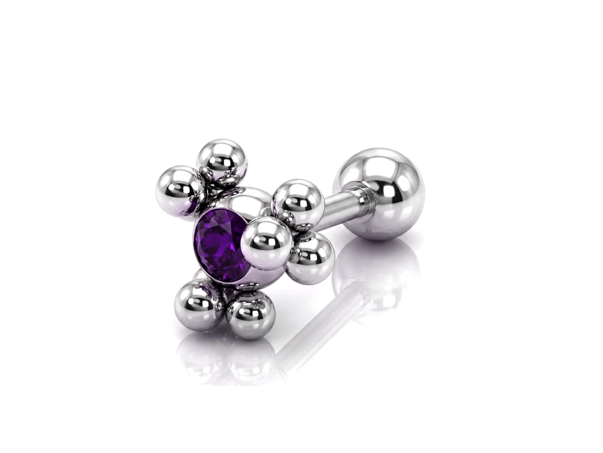 Helix Cartilage Earring Ball Design 14G Barbell Piercing with CZ Stone Crystals