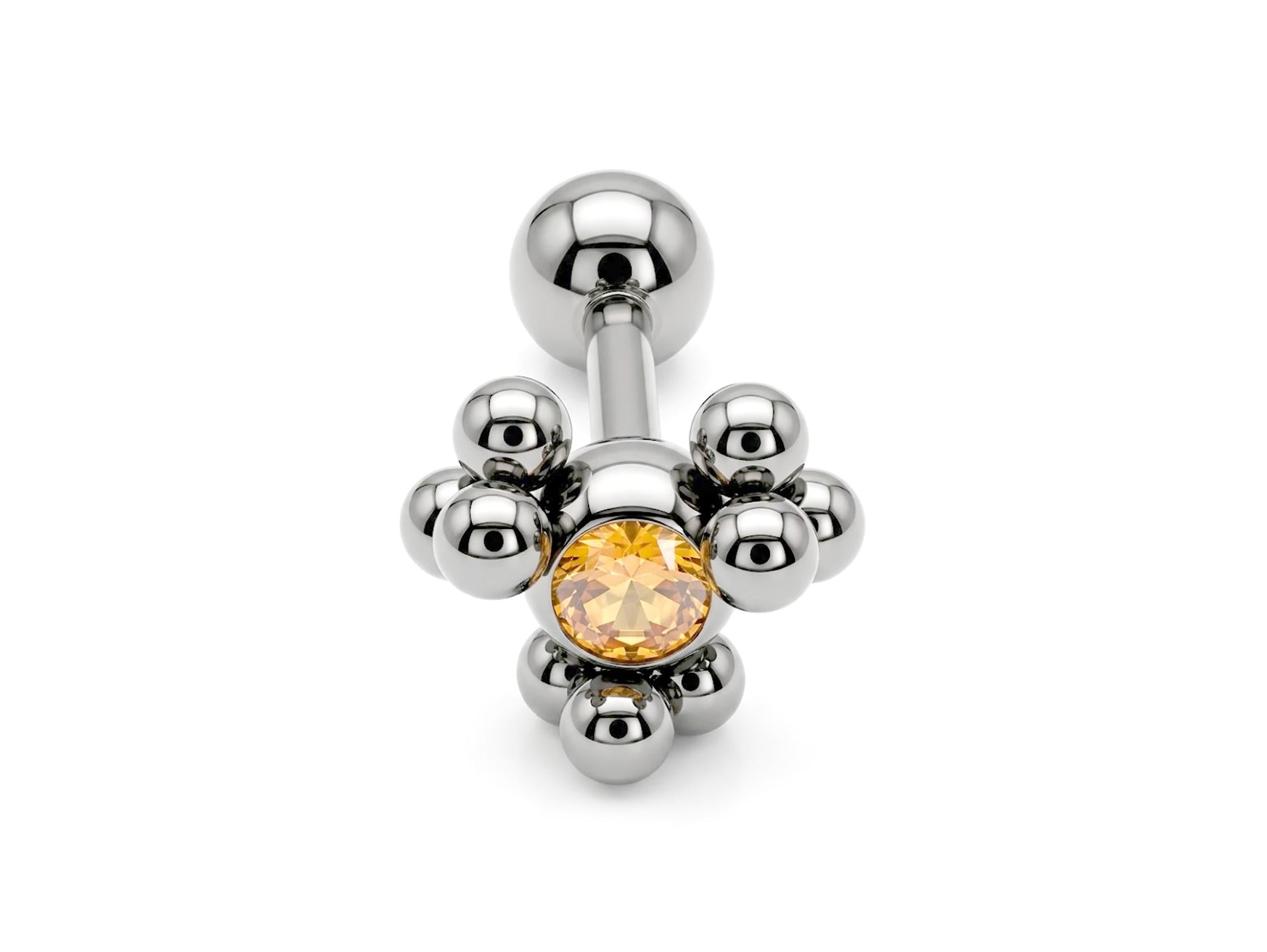 Helix Cartilage Earring Ball Design 14G Barbell Piercing with CZ Stone Crystals