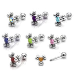 Helix Cartilage Earring Ball Design 14G Barbell Piercing with CZ Stone Crystals