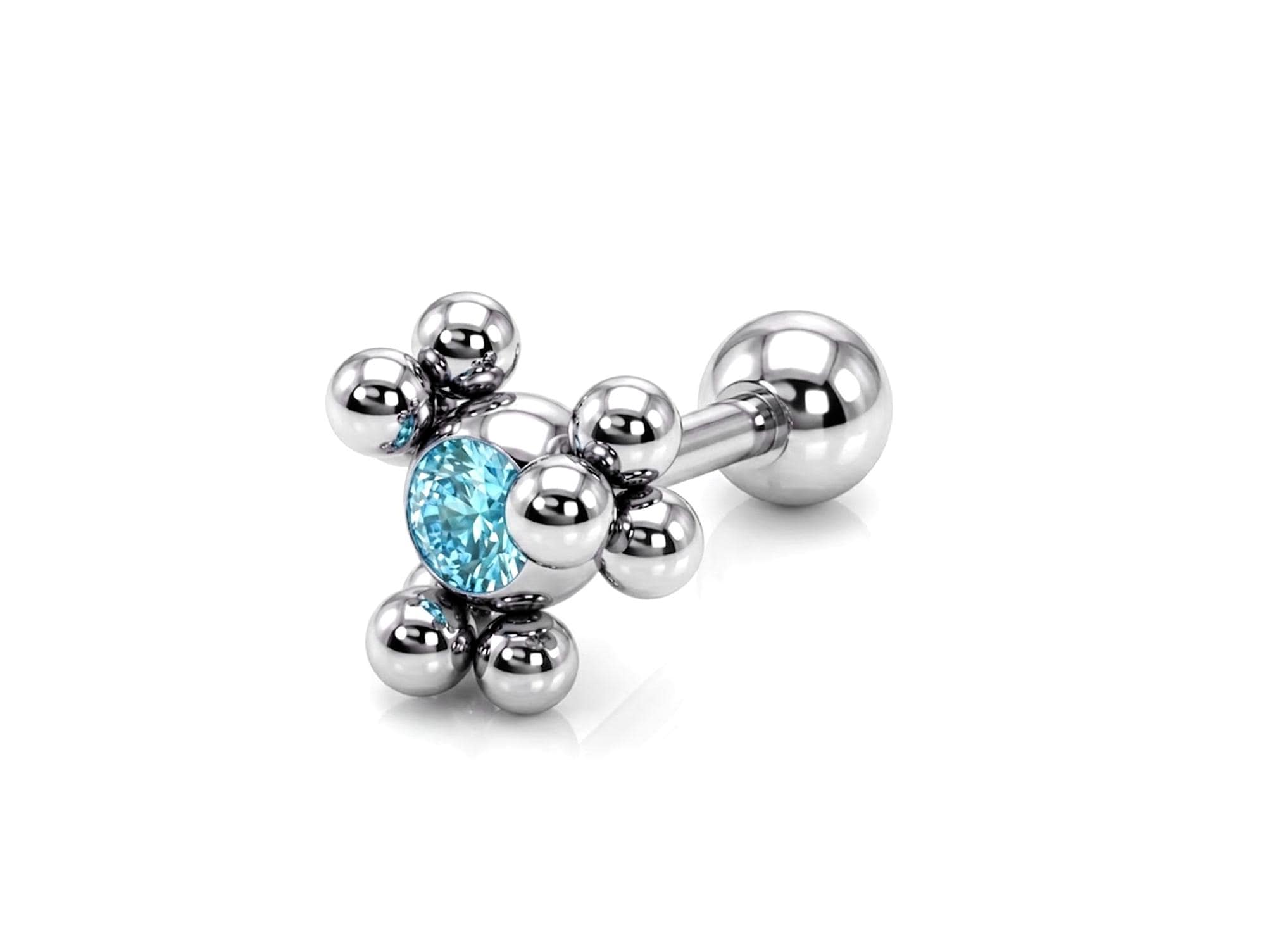 Helix Cartilage Earring Ball Design 14G Barbell Piercing with CZ Stone Crystals