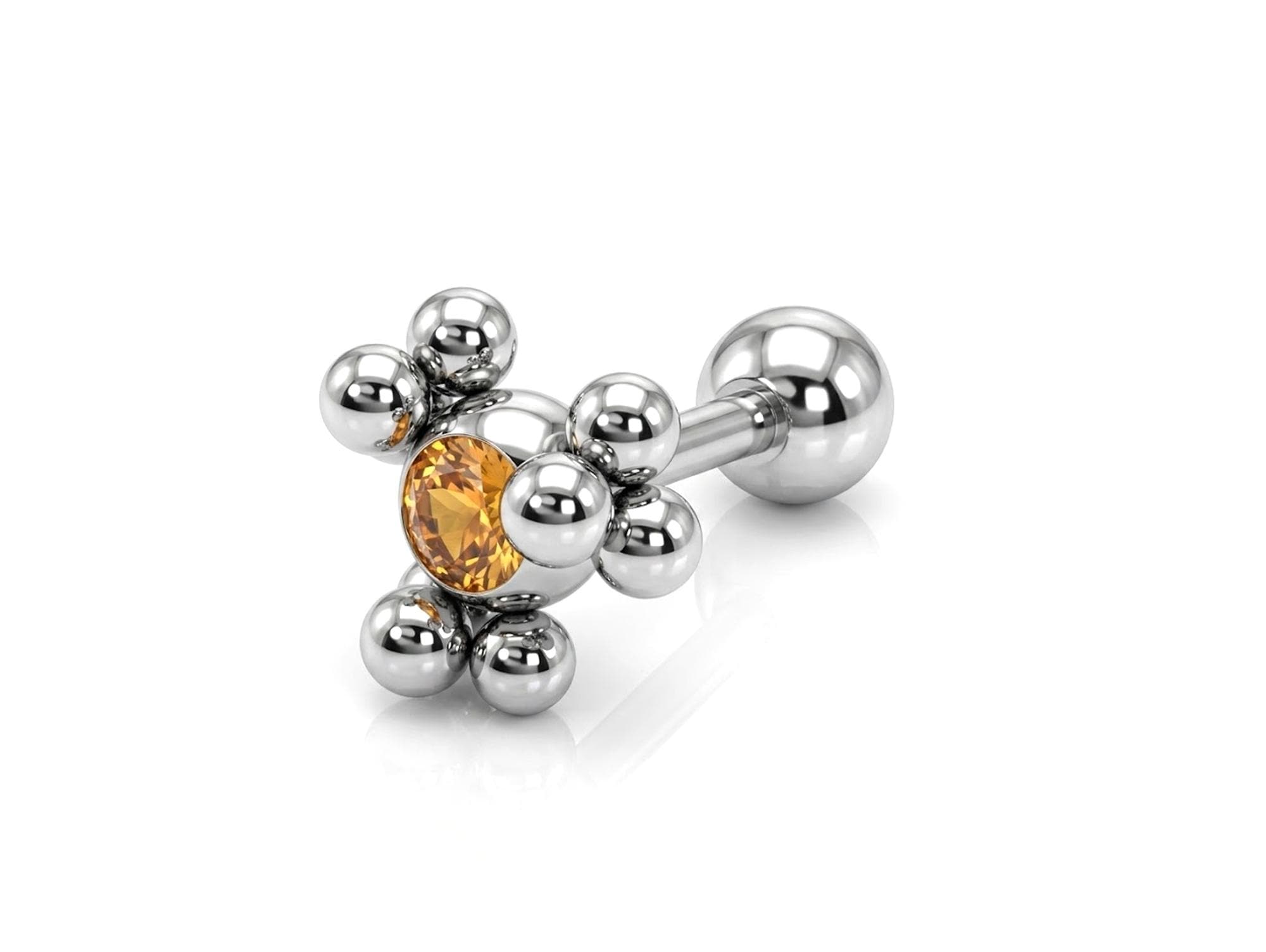 Helix Cartilage Earring Ball Design 14G Barbell Piercing with CZ Stone Crystals