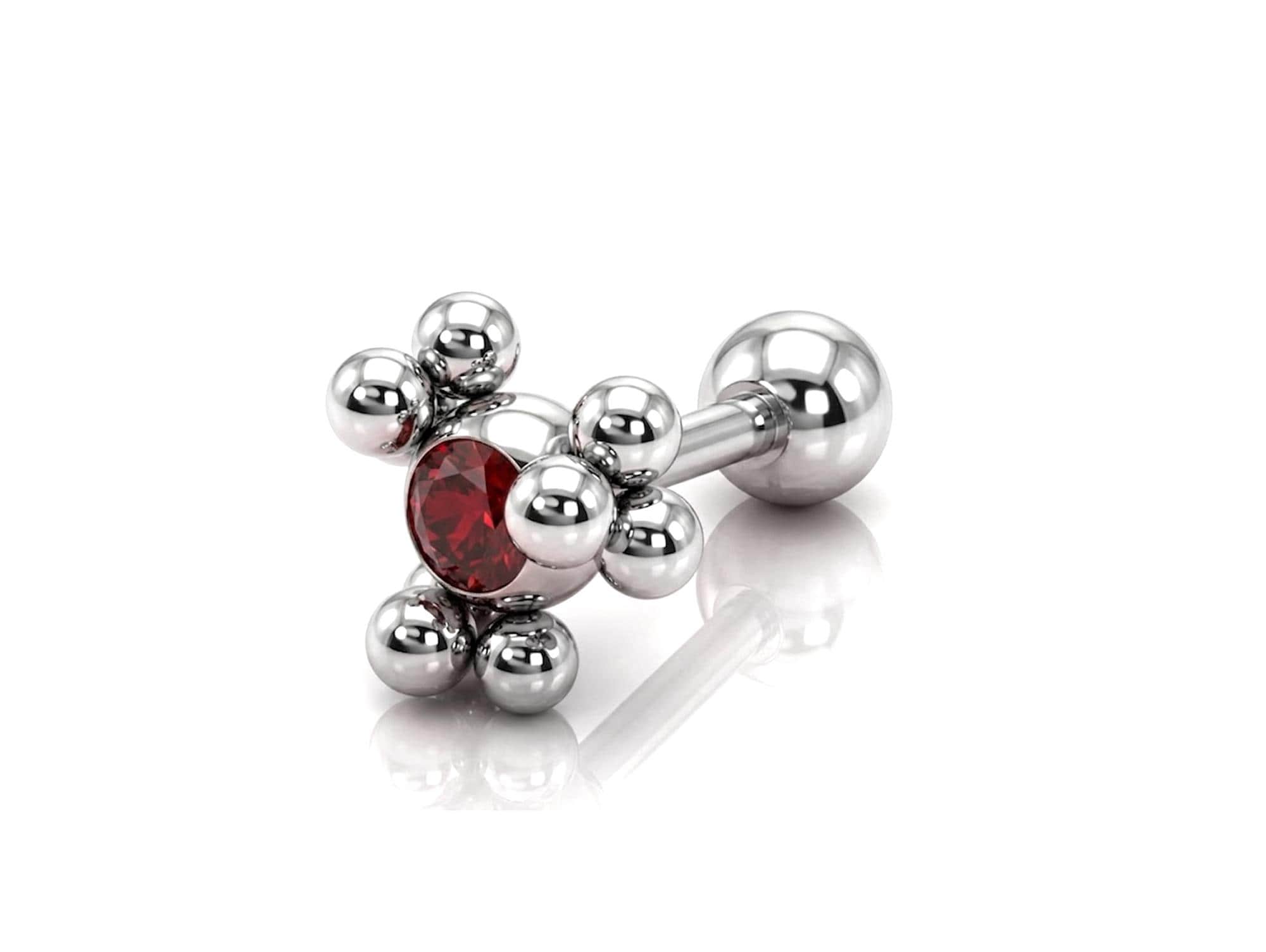 Helix Cartilage Earring Ball Design 14G Barbell Piercing with CZ Stone Crystals