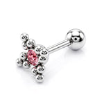 Flower Ball Design Helix Cartilage Earring 14G Barbell Piercing with CZ Stone Crystals