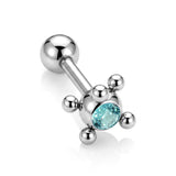 Unique Ball Design Helix Bar Cartilage Earring 14G Barbell Piercing with CZ Stone Crystals