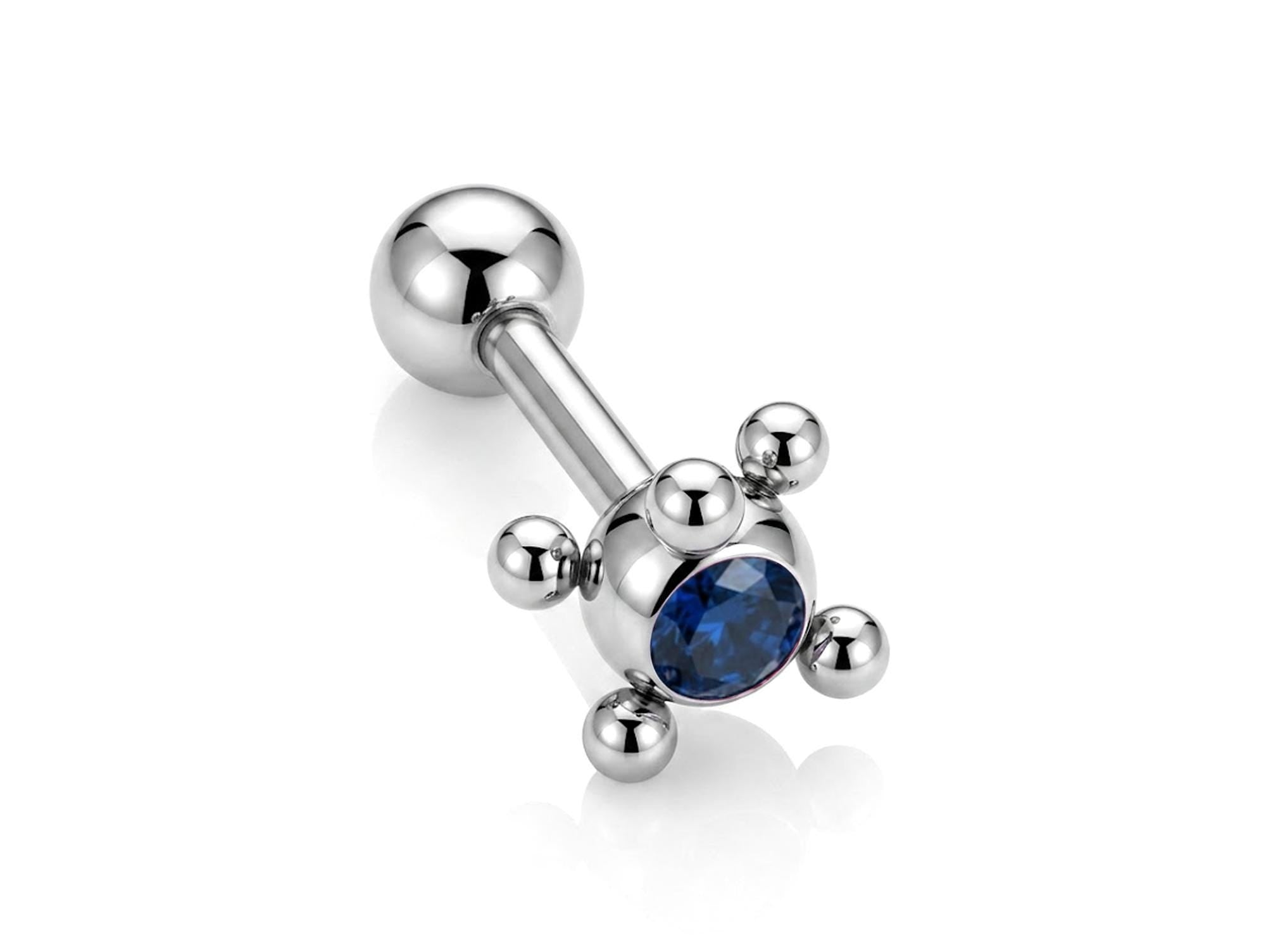 Unique Ball Design Helix Bar Cartilage Earring 14G Barbell Piercing with CZ Stone Crystals