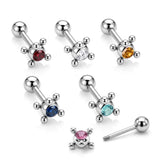 Unique Ball Design Helix Bar Cartilage Earring 14G Barbell Piercing with CZ Stone Crystals