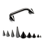 Black Spike Staple Barbell, Surface Piercing Body Jewellery 16G 14G for Nape, Cleavage