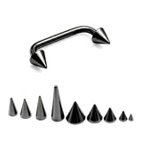 Black Spike Staple Barbell, Surface Piercing Body Jewellery 16G 14G for Nape, Cleavage