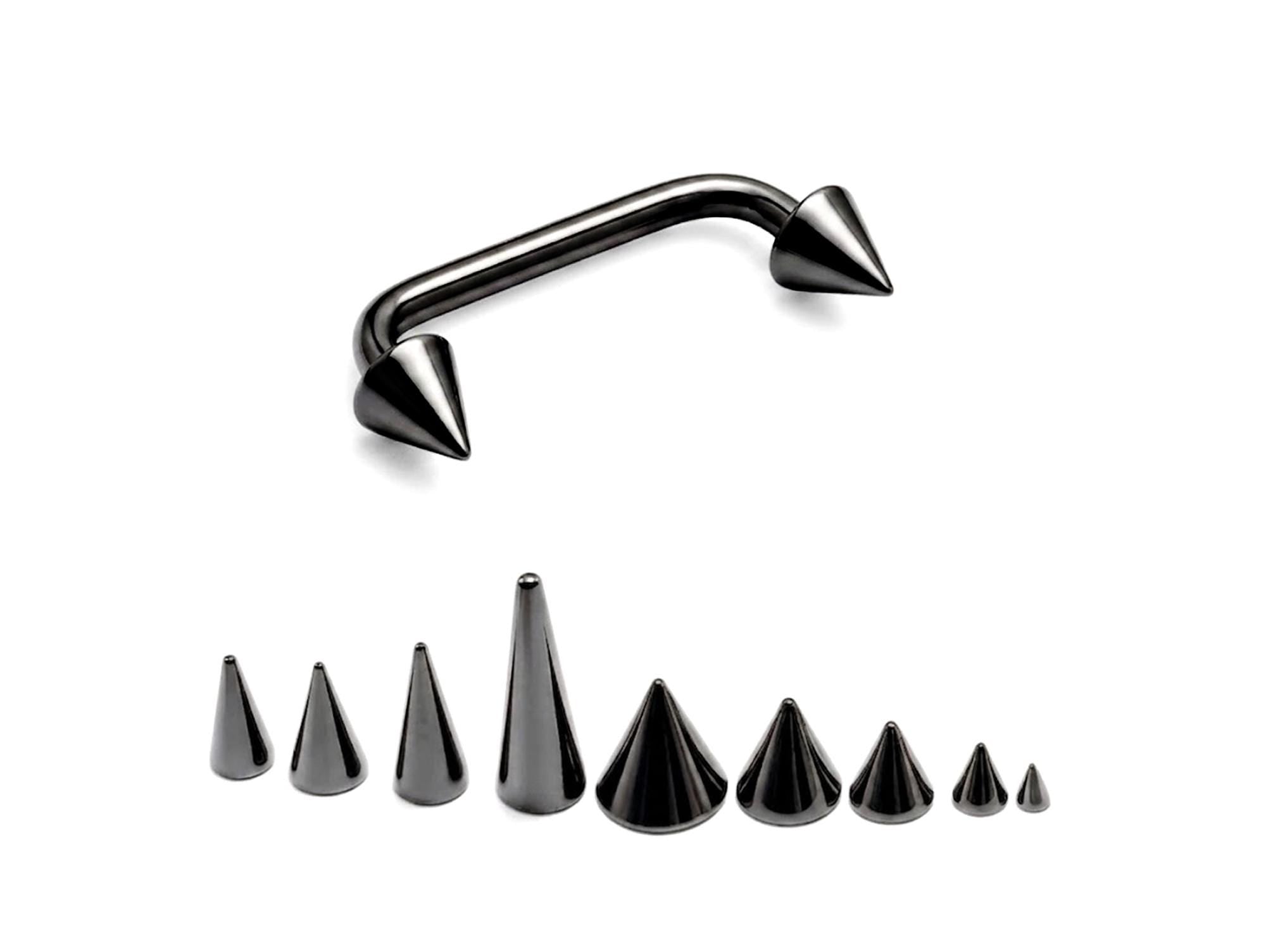 Black Spike Staple Barbell, Surface Piercing Body Jewellery 16G 14G for Nape, Cleavage
