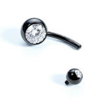 Titanium Belly Bars, Navel Piercing 14G with Cubic Zircon Clear Crystals