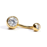 Titanium Belly Bars, Navel Piercing 14G with Cubic Zircon Clear Crystals