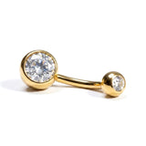 Titanium Belly Bars, Navel Piercing 14G with Cubic Zircon Clear Crystals