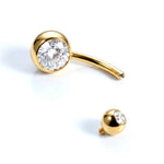 Titanium Belly Bars, Navel Piercing 14G with Cubic Zircon Clear Crystals