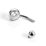Titanium Belly Bars, Navel Piercing 14G with Cubic Zircon Clear Crystals