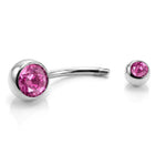 Belly Bars, Titanium Navel Piercing 14G with Cubic Zircon Clear Crystals