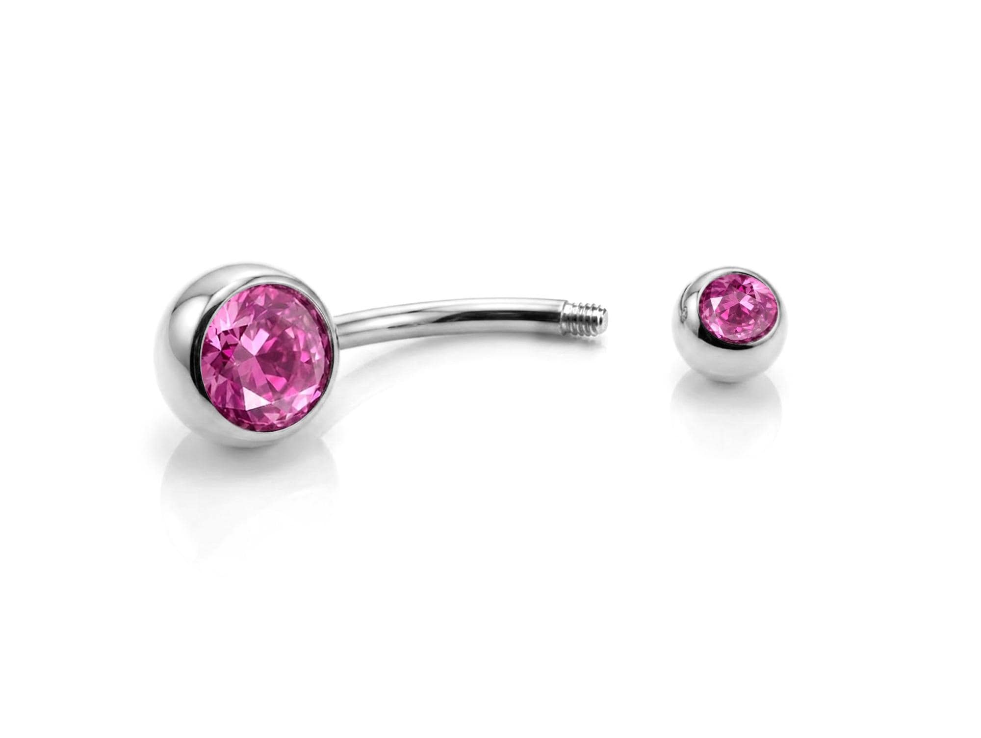 Belly Bars, Titanium Navel Piercing 14G with Cubic Zircon Clear Crystals