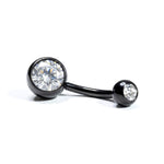 Titanium Belly Bars, Navel Piercing 14G with Cubic Zircon Clear Crystals