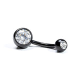 Titanium Belly Bars, Navel Piercing 14G with Cubic Zircon Clear Crystals