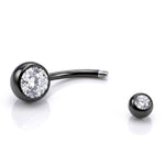 Titanium Belly Bars, Navel Piercing 14G with Cubic Zircon Clear Crystals