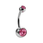 Internal Belly Bars, Titanium Navel Piercing 14G with Cubic Zircon Clear Crystals